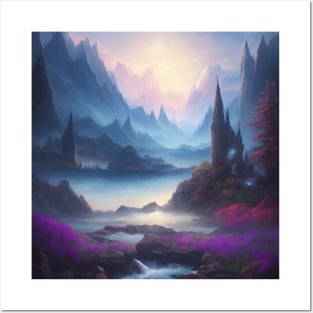 Dreamcore Design - Tower Rocks in a Misty Valley Posters and Art